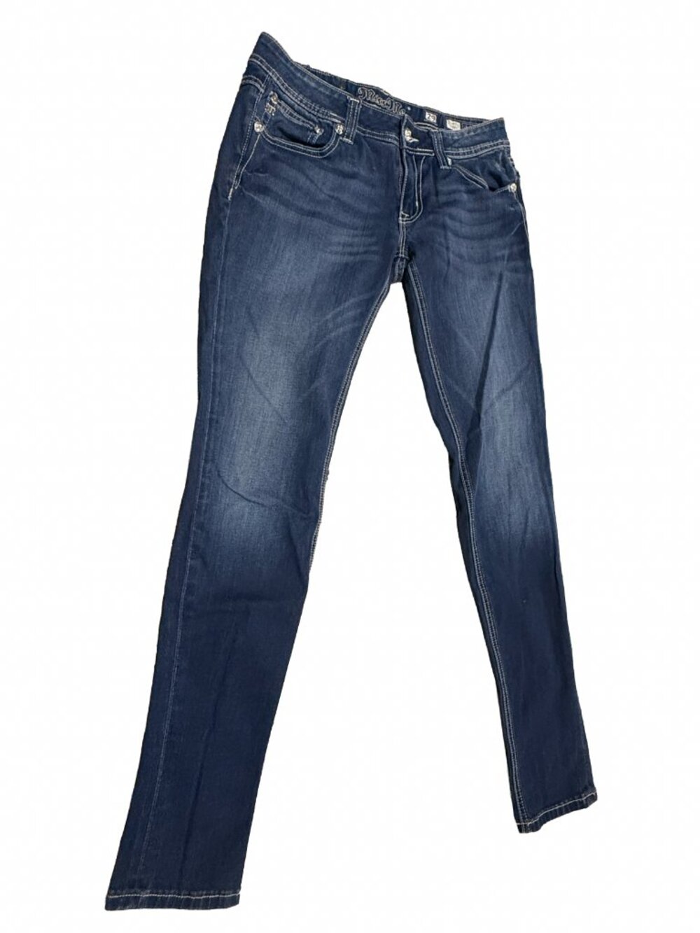 Miss Me Skinny Jeans Womens 29 Dark Wash Thick Stitch Rhinestone JS5408G